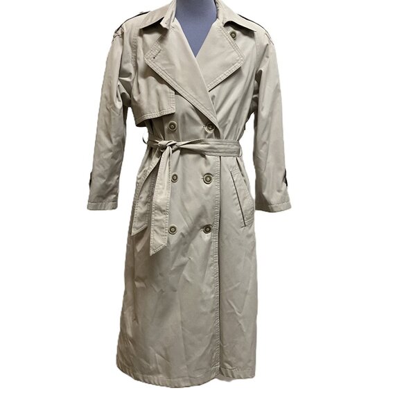 VIPetites Classic Trench Coat Full Length Stone Beige Vintage 90s - Picture 1 of 12